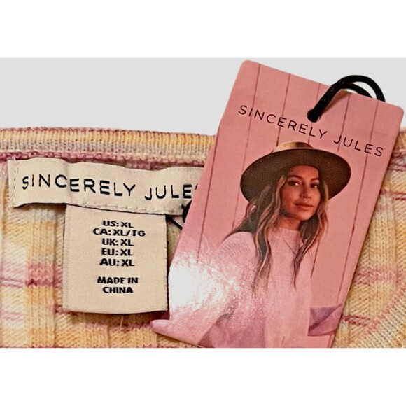 💗Sincerely Jules Women’s XL Cropped Space-Dye Multi-Color Ribbed Sweater NWT - Picture 5 of 7